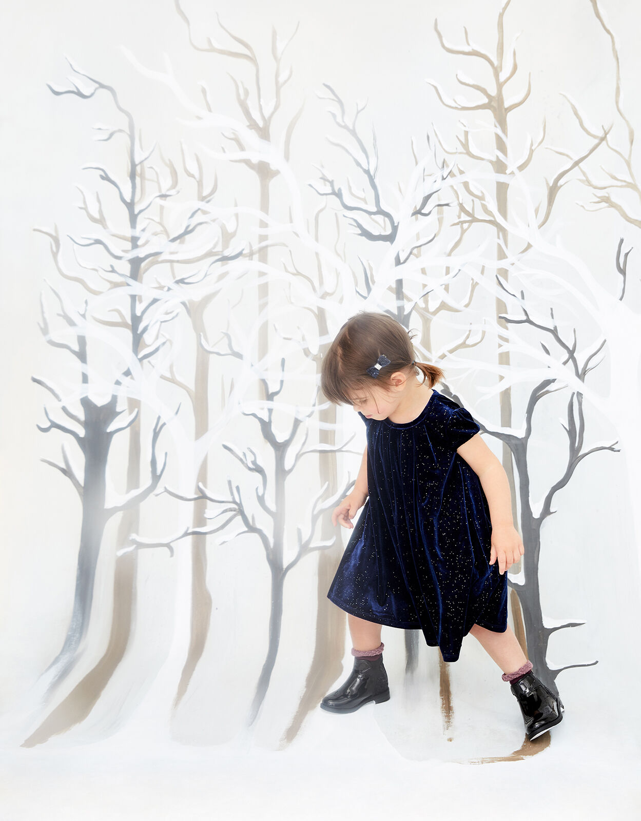 matthew christopher blue tea length dress