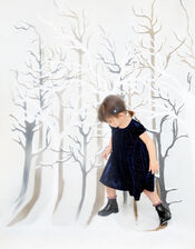 Baby Sparkle Velvet Dress with Recycled Fabric, Blue (NAVY), large