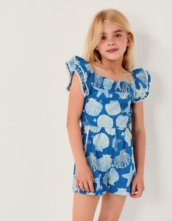 Shell Print Playsuit, Blue (BLUE), large