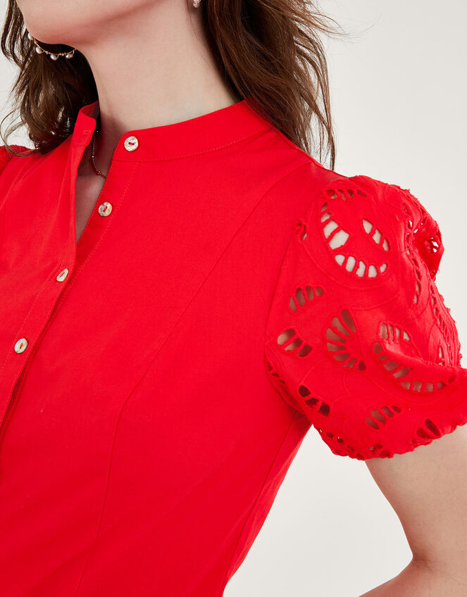 Clara Cutwork Blouse, Red (RED), large