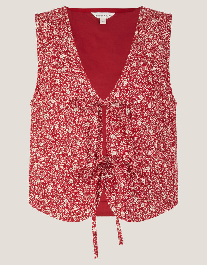 Felipa Floral Print Vest, Red (RED), large