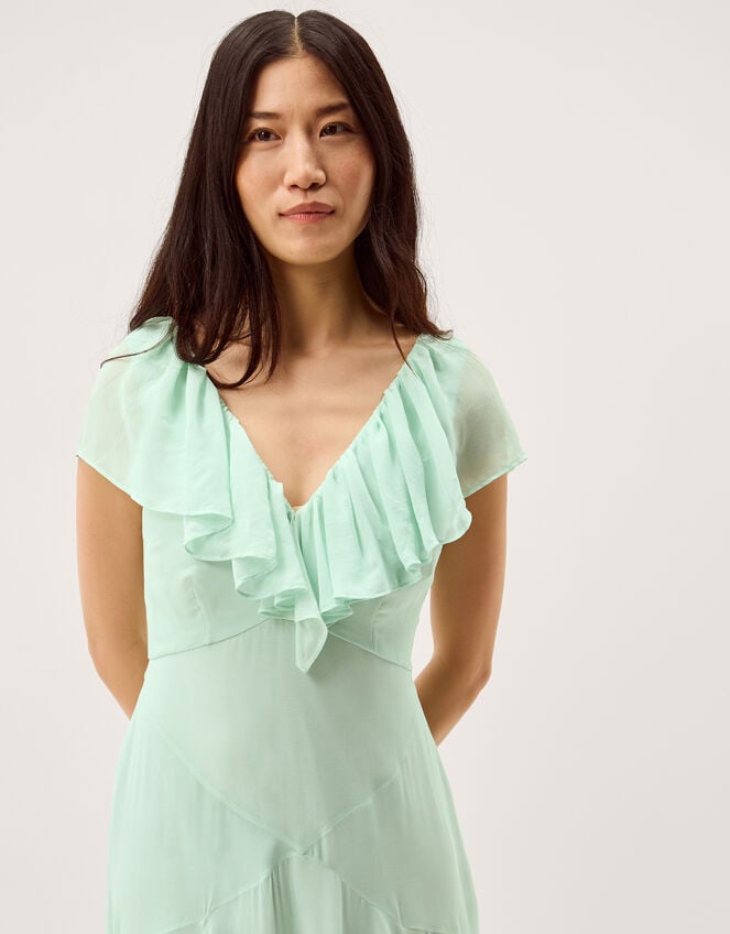 Aimee Floral Print Ruffle Maxi Dress, Green (SAGE), large