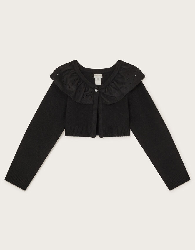 Oversized Collar Cardigan, Black (BLACK), large