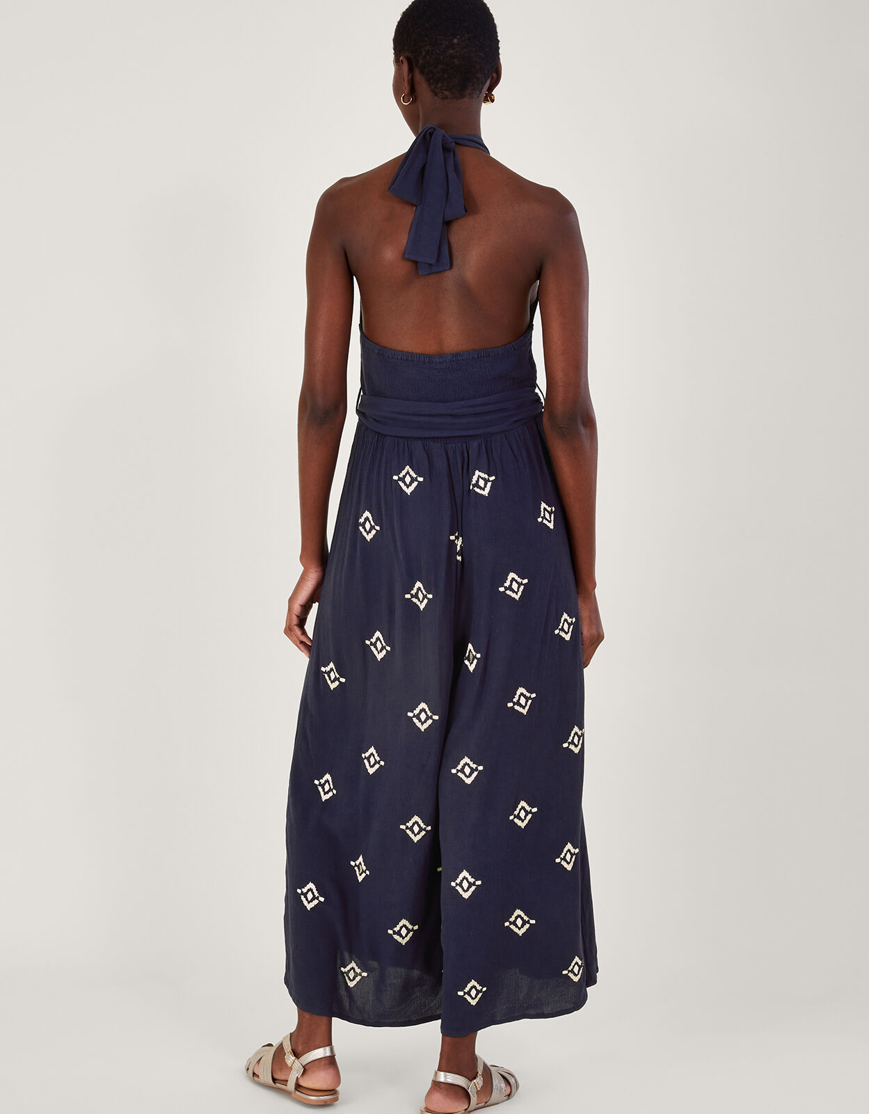 Navy blue halter neck jumpsuit new arrivals