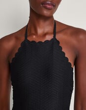 Una Scallop Swimsuit, Black (BLACK), large