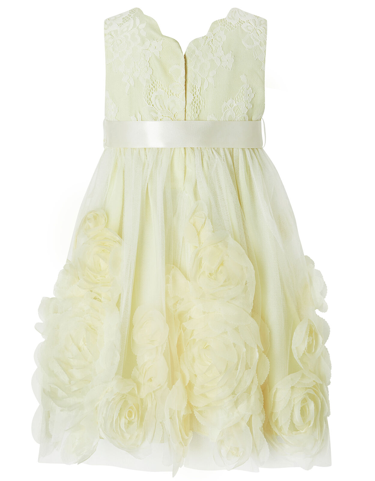 Baby Macaroon Occasion Dress with 3D Flowers Yellow Baby Girl