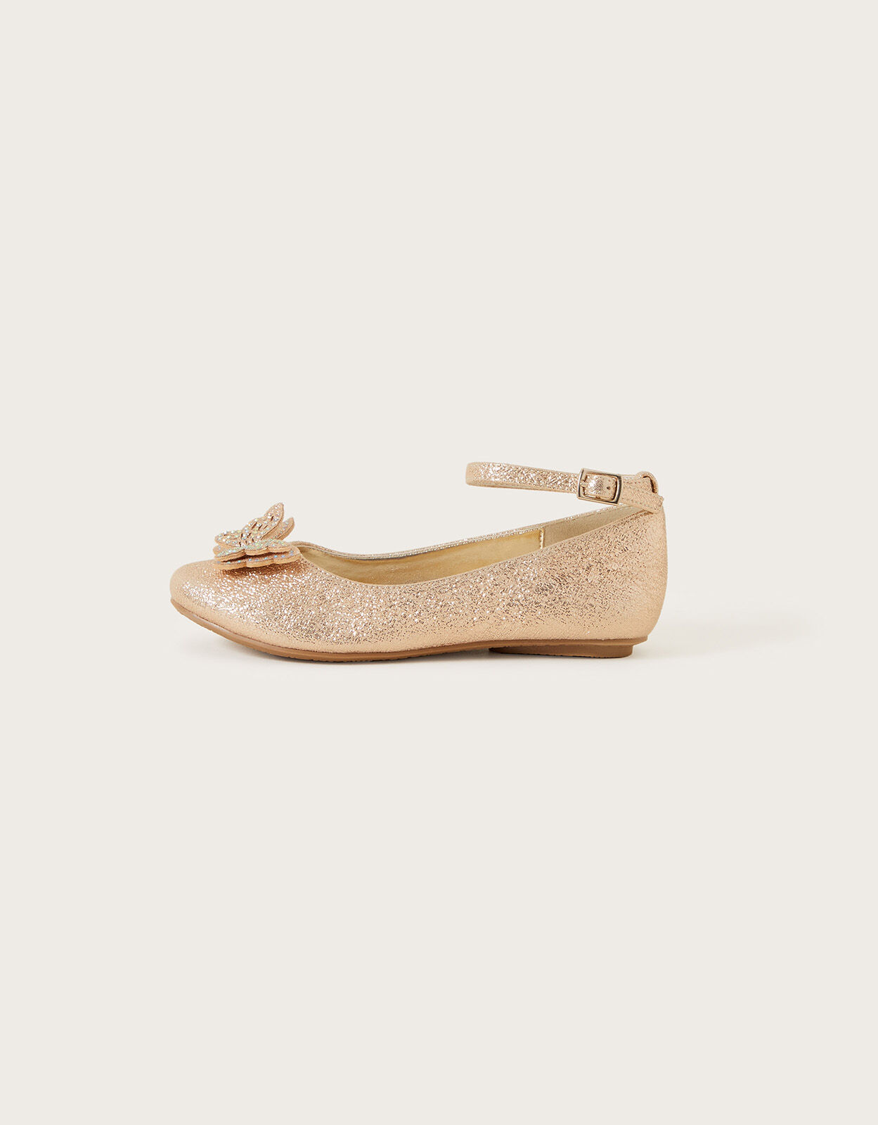 Brea Diamante Butterfly Ballerina Flats Gold