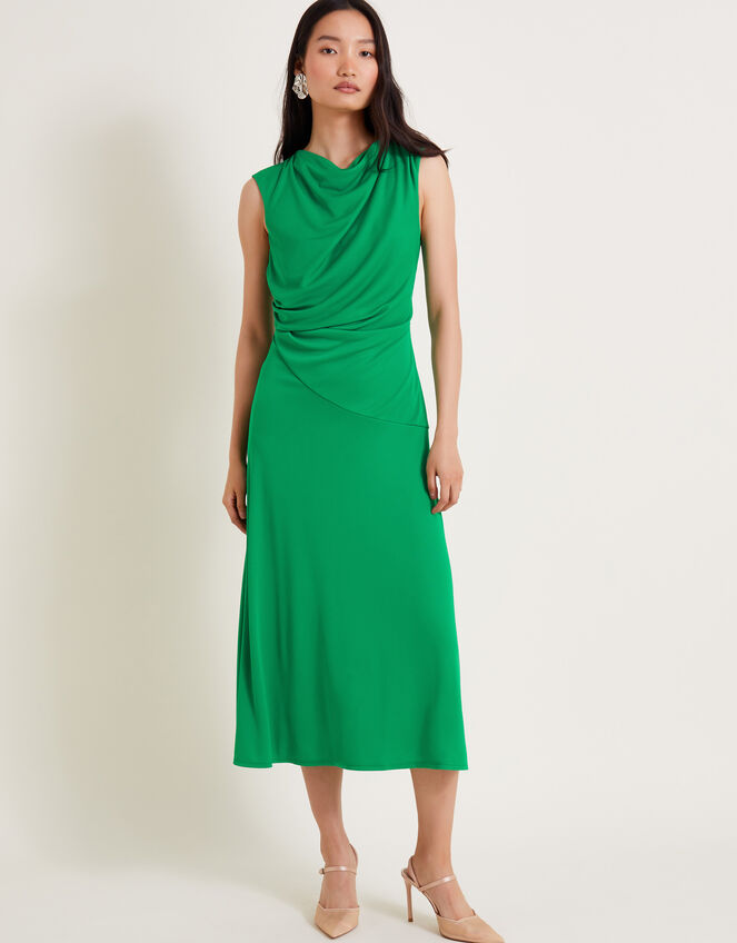 Debra Drape Jersey Dress, Green (GREEN), large