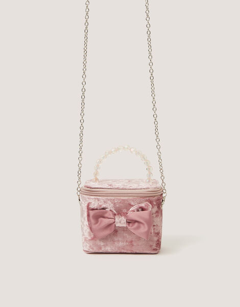 Bow Velvet Bag , Pink (PINK), large