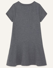 Embellished Star Sweat Dress, Grey (CHARCOAL), large