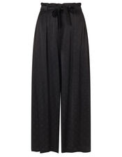 Satin Cropped Trousers, Black (BLACK), large