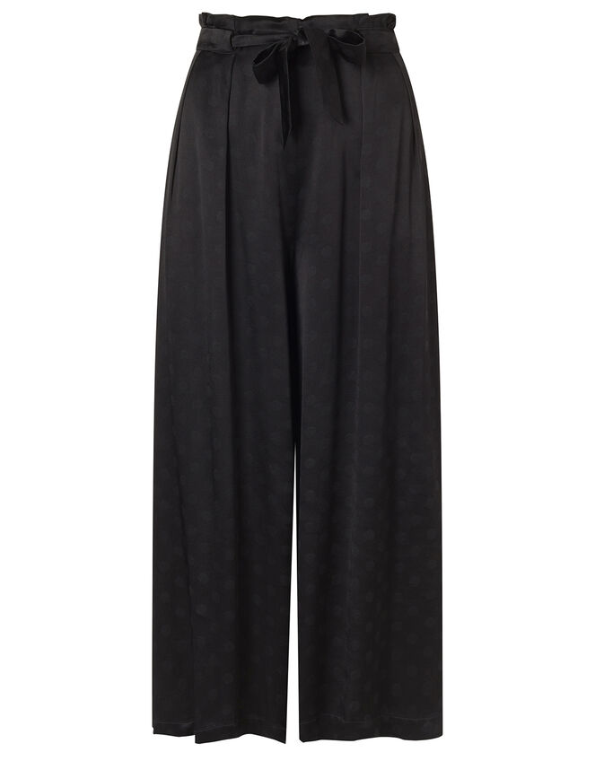 Satin Cropped Trousers, Black (BLACK), large