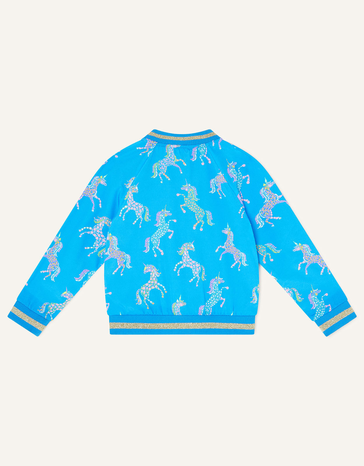 Unicorn Print Bomber Jacket Blue 