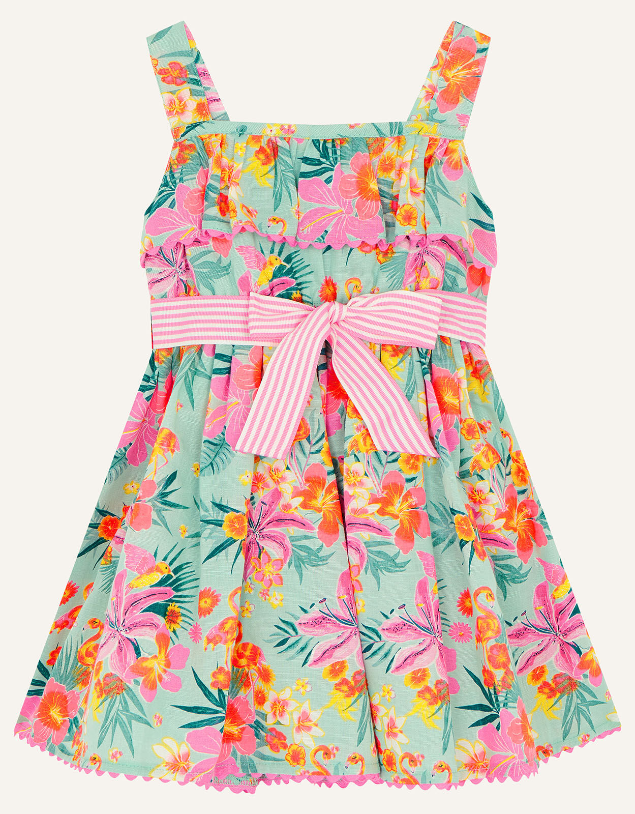 Baby Tropical Flamingo Dress Blue