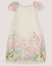 Bryony Floral Embroidered Party Dress, White (WARM IVORY), large