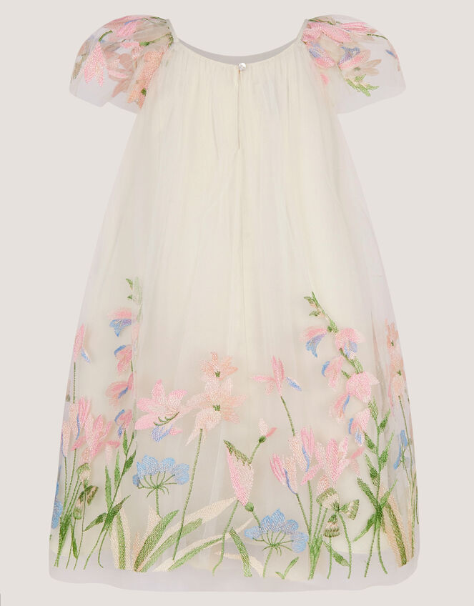 Bryony Floral Embroidered Party Dress, White (WARM IVORY), large