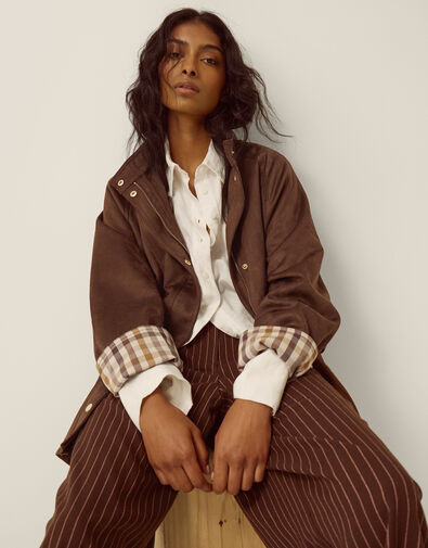 Clara Faux Suede Jacket, Brown (BROWN), large