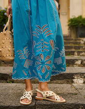 Petite Mendigote Jose Embroidered Maxi Skirt, Blue (BLUE), large