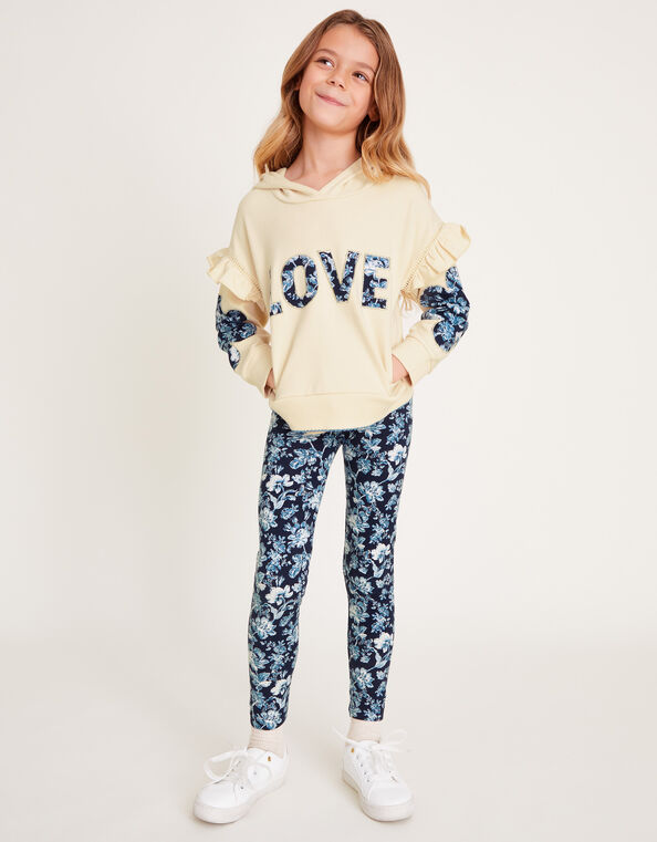 Love Hoodie and Floral Leggings Set, Ivory (IVORY), large