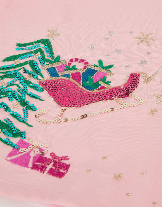 Sequin Reindeer Christmas Top, Pink (PINK), large