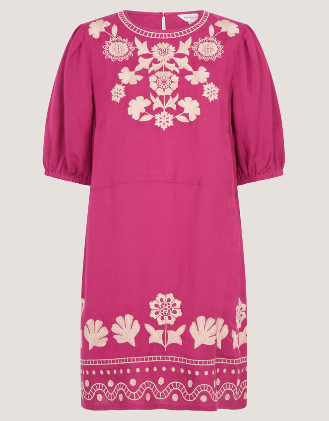 Lydia Embroidered Linen Blend Mini Dress, Pink (PINK), large