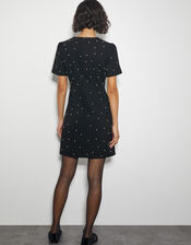 Lia Pearl Short Sleeve Mini Dress, Black (BLACK), large