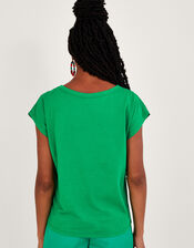 Floral Cut-Out T-Shirt, Green (GREEN), large