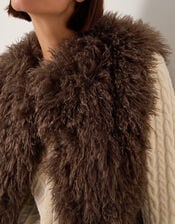 Maeve Shaggy Faux Fur Gilet, Brown (CHOCOLATE), large