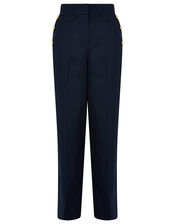 Smart Longer Length Trousers in Linen Blend, Blue (NAVY), large