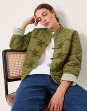 Gaia Quilted Corduroy Jacket, Green (GREEN), large
