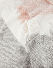Pastel Colour-Block Knit Blanket Scarf, , large