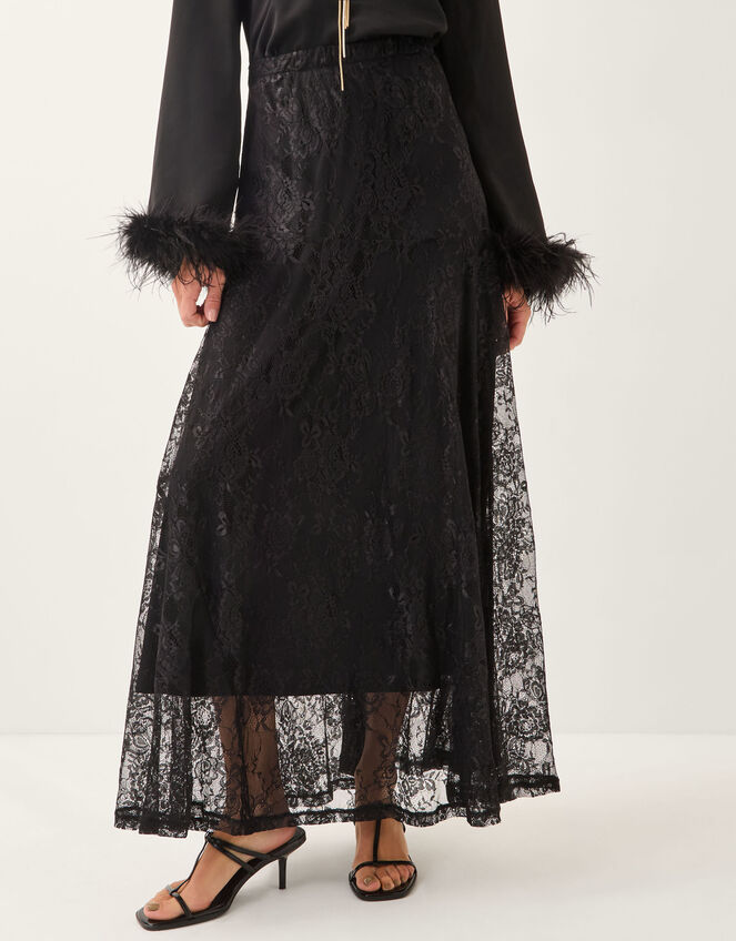 Luna Lace Maxi Skirt, Black (BLACK), large