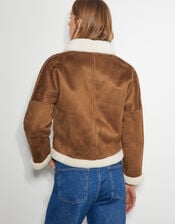 Jojo Reversible Faux Shearling Jacket, Tan (TAN), large