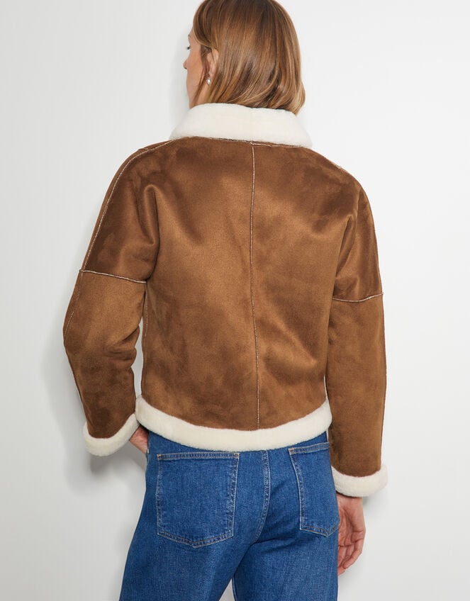 Jojo Reversible Faux Shearling Jacket, Tan (TAN), large