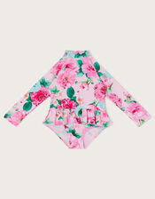 Baby Floral Skirted Swimsuit, Pink (PALE PINK), large