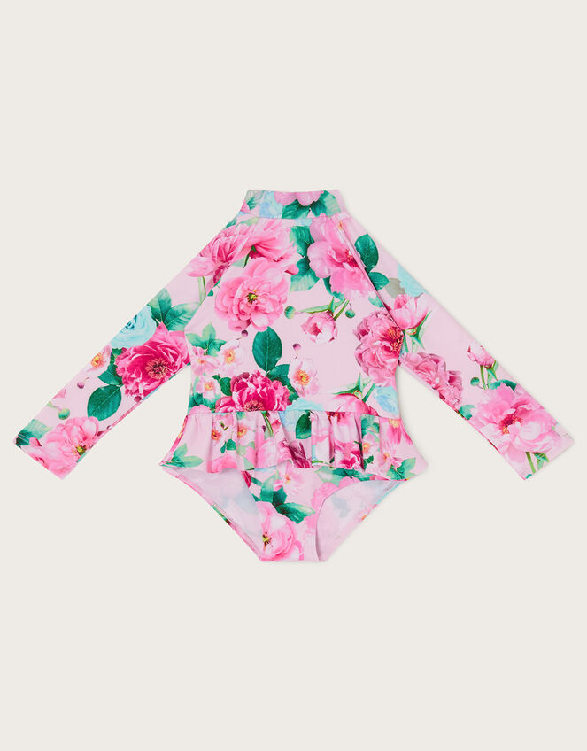 Baby Floral Skirted Swimsuit, Pink (PALE PINK), large