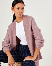 Super-Soft Ribbed Knit Cardigan, Nude (NUDE), large