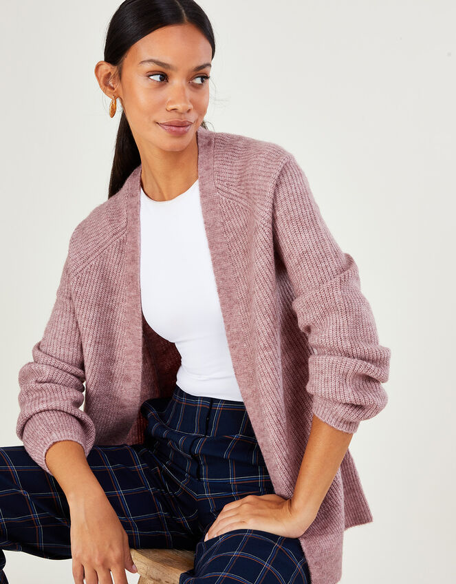 Super-Soft Ribbed Knit Cardigan, Nude (NUDE), large