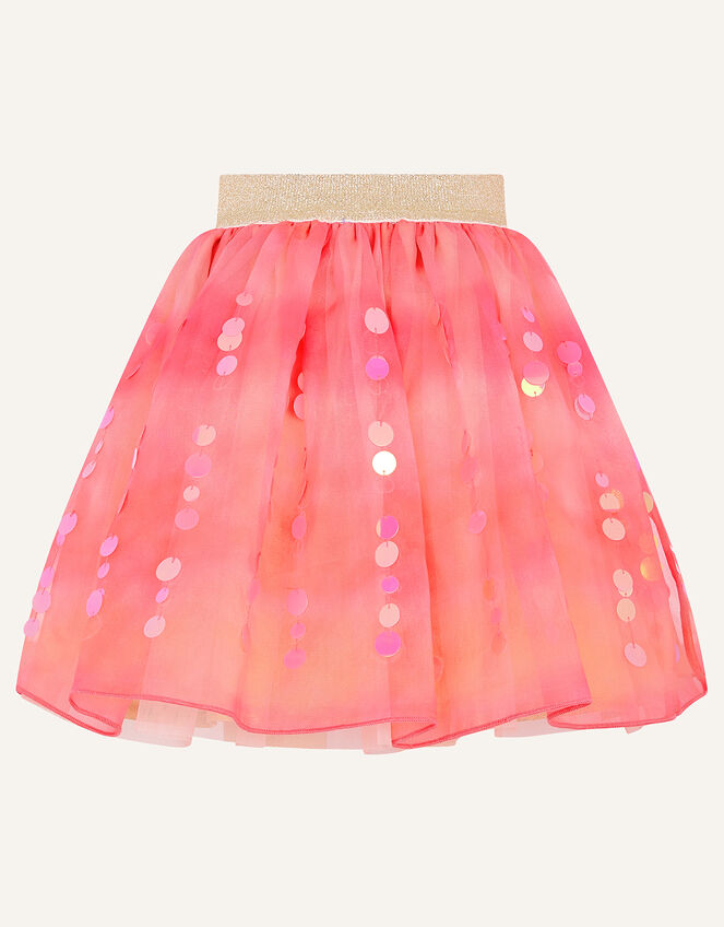 Sequin Tie Dye Skirt , Orange (CORAL), large