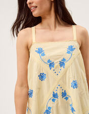Sophie Embroidered Midi Cami Dress, Yellow (YELLOW), large
