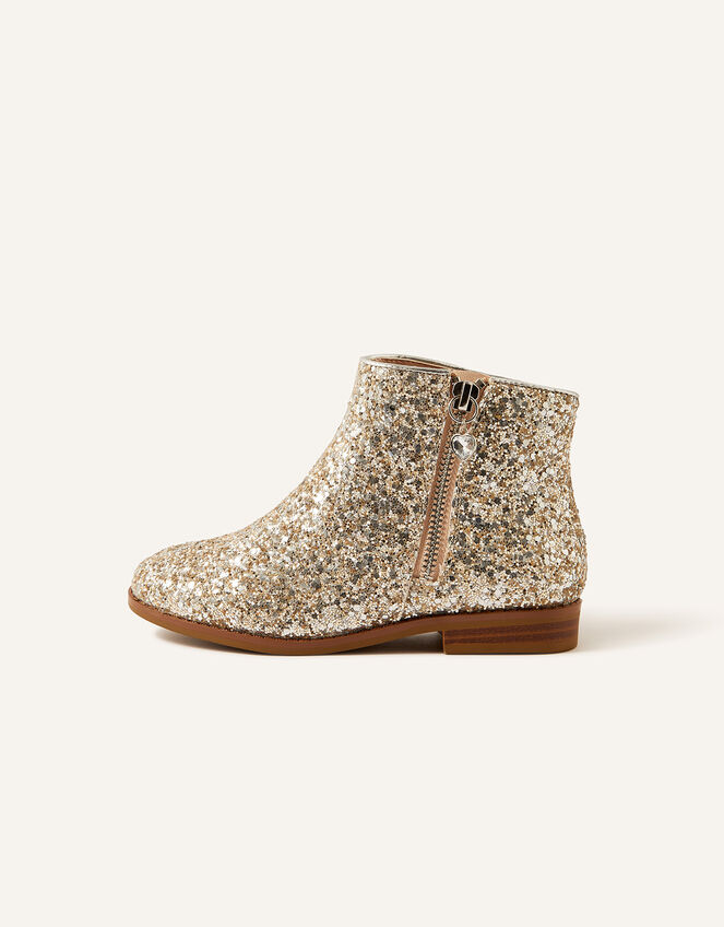 Sparkle Glitter Ankle Boots, Gold (GOLD), large