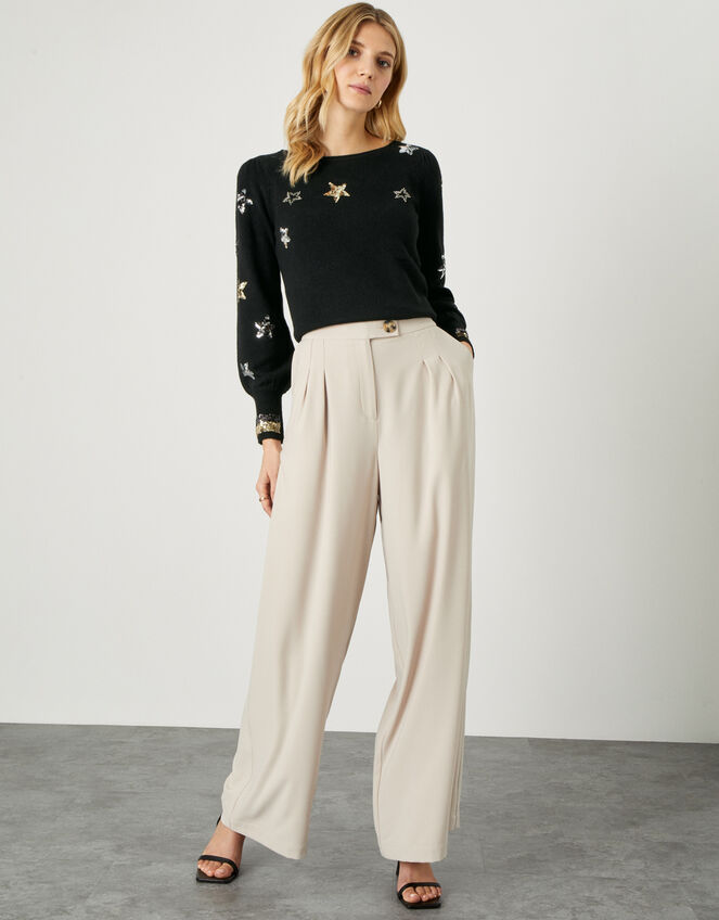 Eva Sequin Star Jumper, Black (BLACK), large
