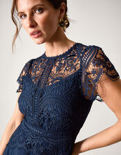 Monica Lace Bridesmaid Dress, Blue (NAVY), large