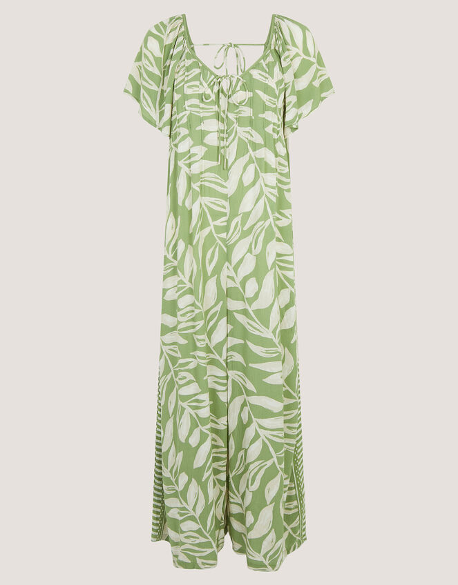 Lillie Leaf Print Jumpsuit, Green (GREEN), large