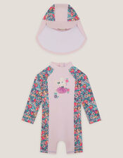 Baby Floral UPF50+ Swimsuit & Sun Hat, Pink (PINK), large