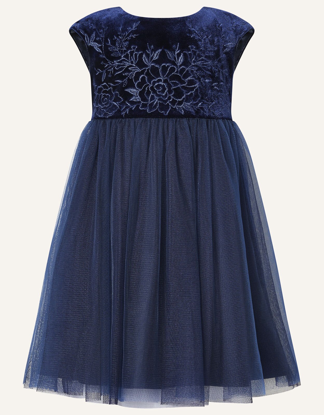 Baby Floral Velvet Dress Blue