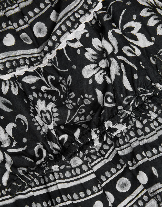 Tile Print Top & Skirt Set, Black (BLACK), large