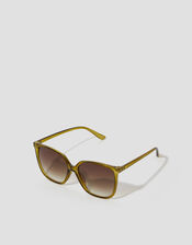 Tinted Square Sunglasses, Green (GREEN), large