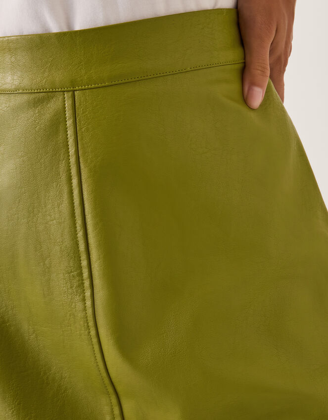 Pippa Faux Leather Midi Skirt, Green (OLIVE), large
