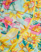 Tropical Print Tiered Bardot Dress, Green (GREEN), large
